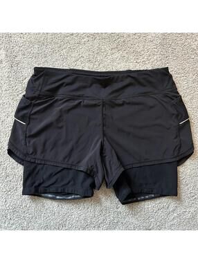 Athleta Womens size M Black Running Skort with Built-In Liner, pockets Athletic